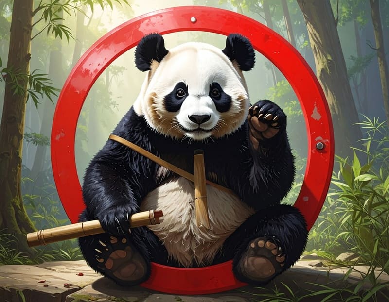 Infographie d'un panda qui sanctionne