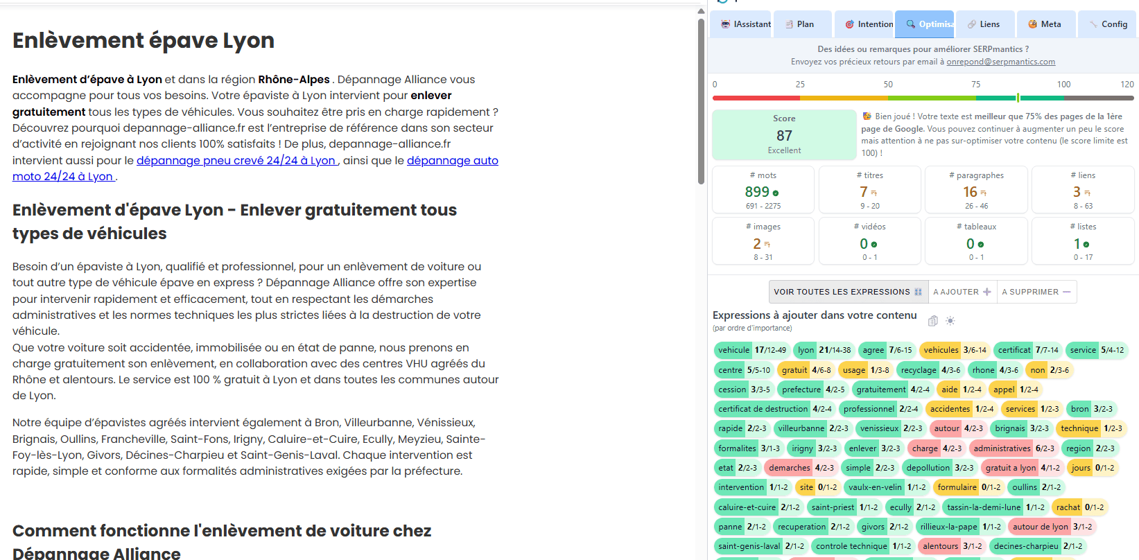 Photo Serpmantics d'un champ lexical varié